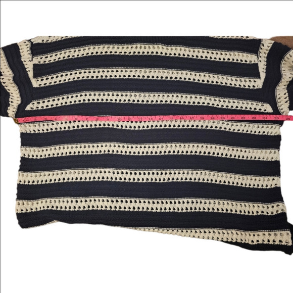 Ava & Viv Crew Neck Open Crochet Striped Long Sleeve Sweater Size 2X - Picture 9 of 11